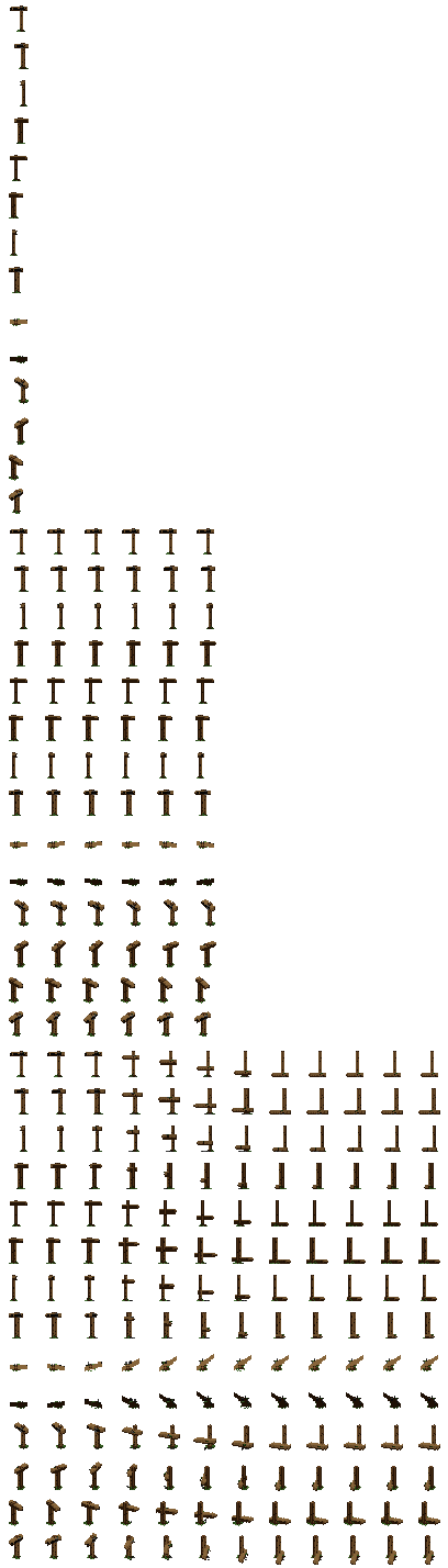 Wooden Directional Sign voxel sprite sheet (idle, creak, break ...